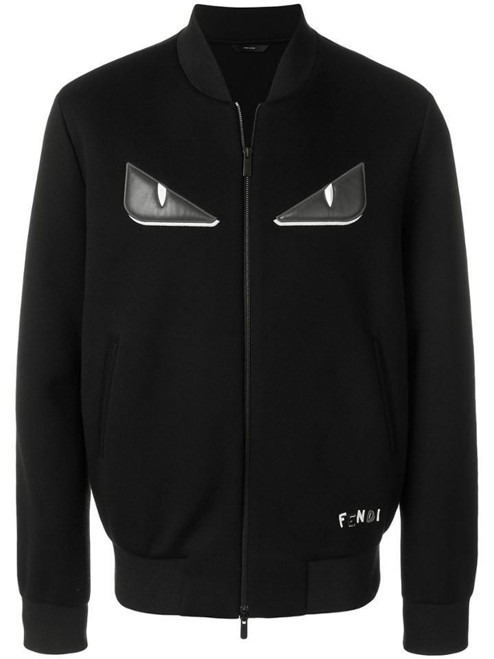 Fendi Bag Bugs-appliqué Zipped Jacket - Black
