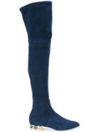 Casadei Embellished Heel Tall Boots - Blue