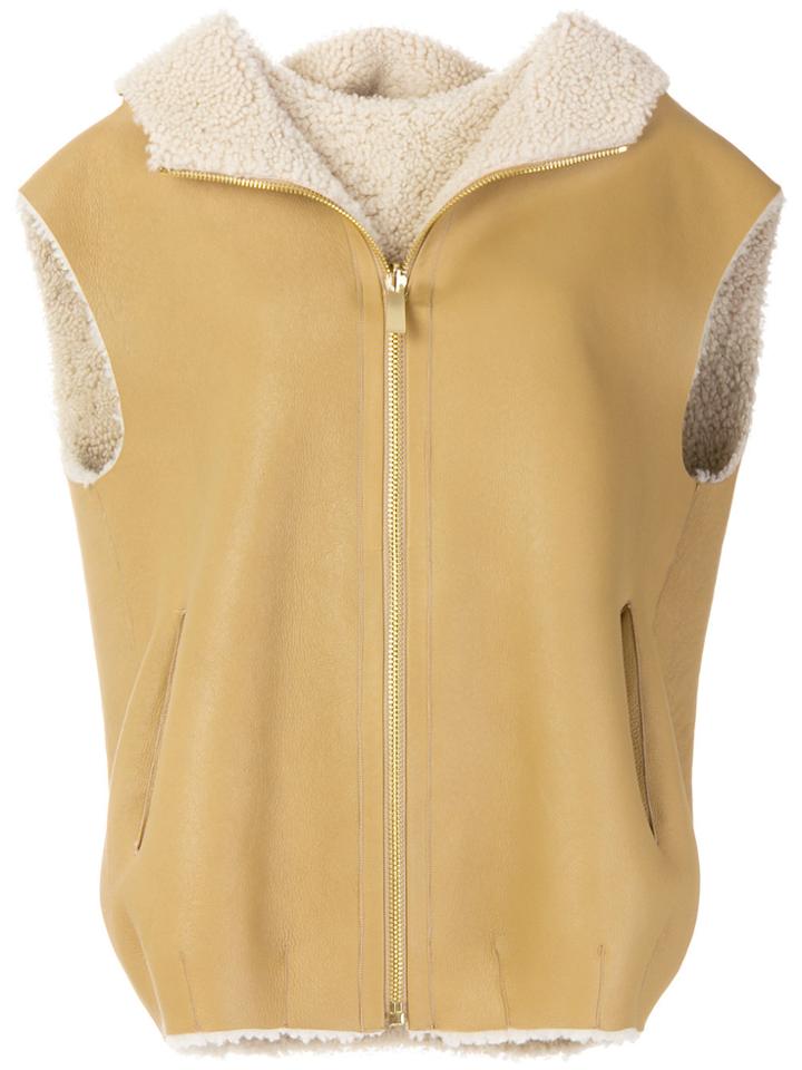 Michael Kors Zipped Shearling Gilet - Nude & Neutrals