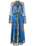 Etro - Crinkle Printed Dress - Women - Silk - 44, Blue, Silk