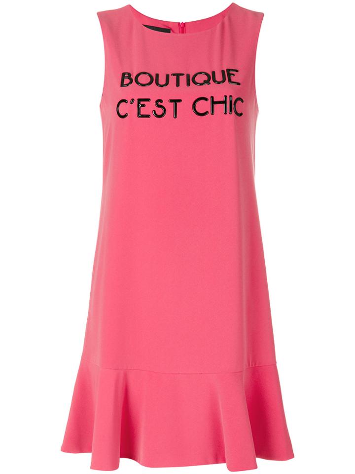 Boutique Moschino Slogan Flared Dress - Pink & Purple