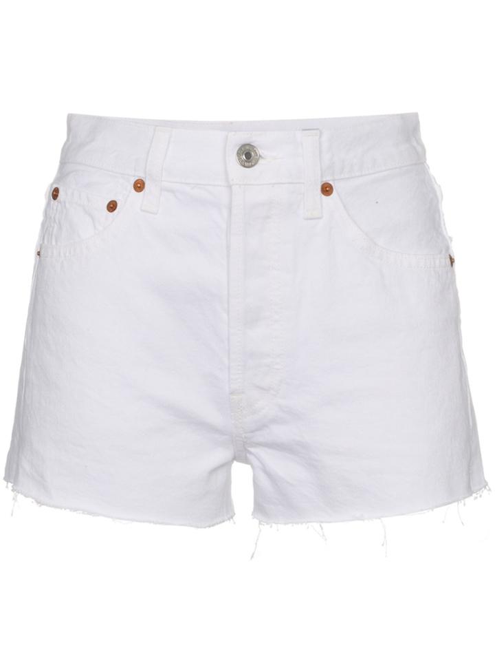 Re/done High-waisted Denim Shorts - White
