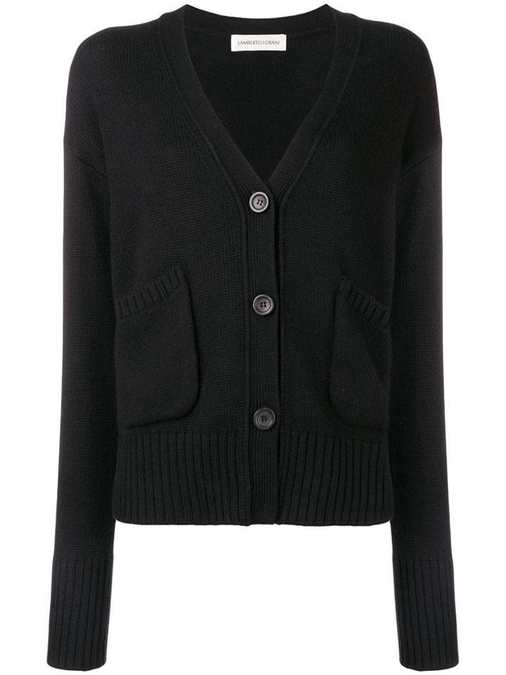 Lamberto Losani Double Pocket Cardigan - Black