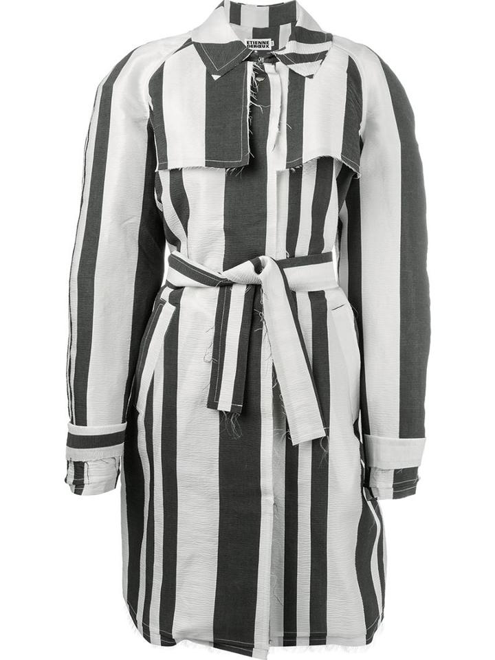 Etienne Deroeux Raw Edge 'martine' Trench Coat, Women's, Size: 36, Grey, Silk/acrylic/virgin Wool