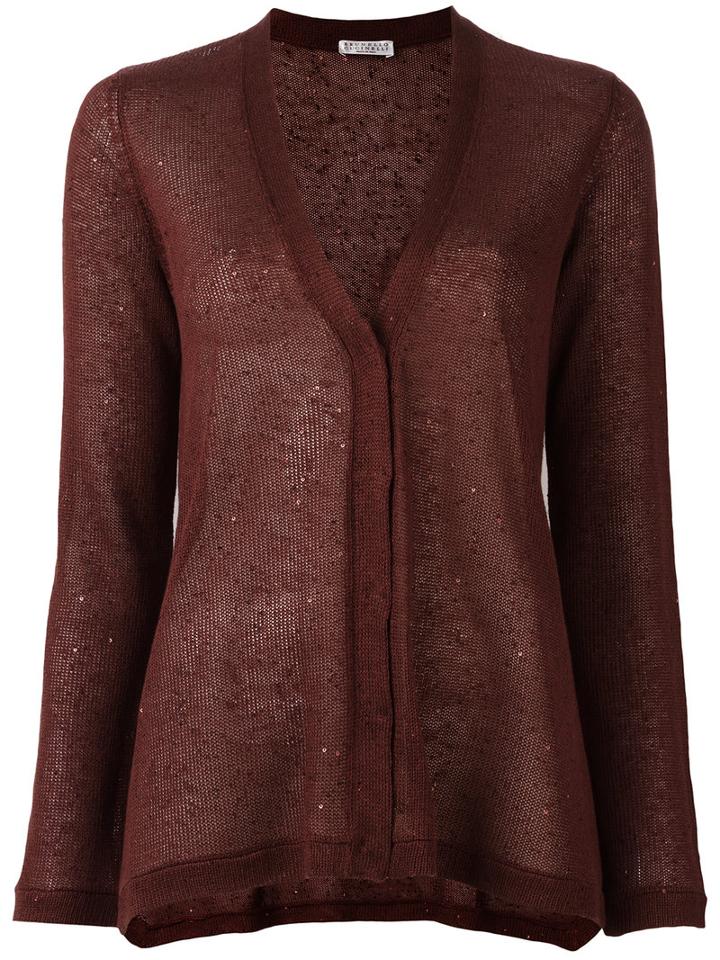 Brunello Cucinelli Button Up Cardigan, Women's, Size: Small, Red, Linen/flax/silk/polyamide