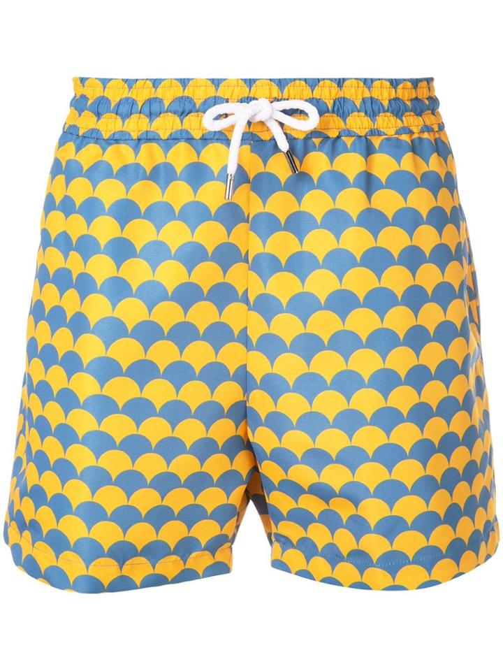 Frescobol Carioca Drawstring Geometric Print Shorts - Orange