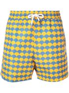 Frescobol Carioca Drawstring Geometric Print Shorts - Orange