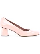 Rayne Square Toe Block Heel Pumps - Pink & Purple