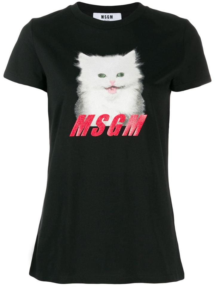 Msgm Printed Kitty T-shirt - Black