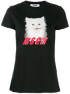 Msgm Printed Kitty T-shirt - Black