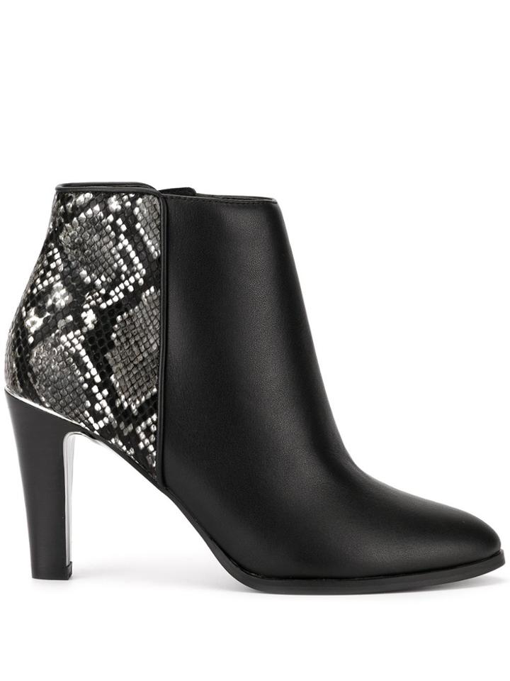 Loveless Snakeskin Print Ankle Boots - Black