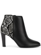 Loveless Snakeskin Print Ankle Boots - Black