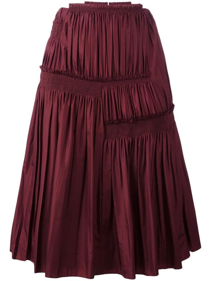 Nina Ricci Pleated A-line Skirt - Red