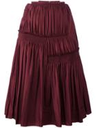 Nina Ricci Pleated A-line Skirt - Red