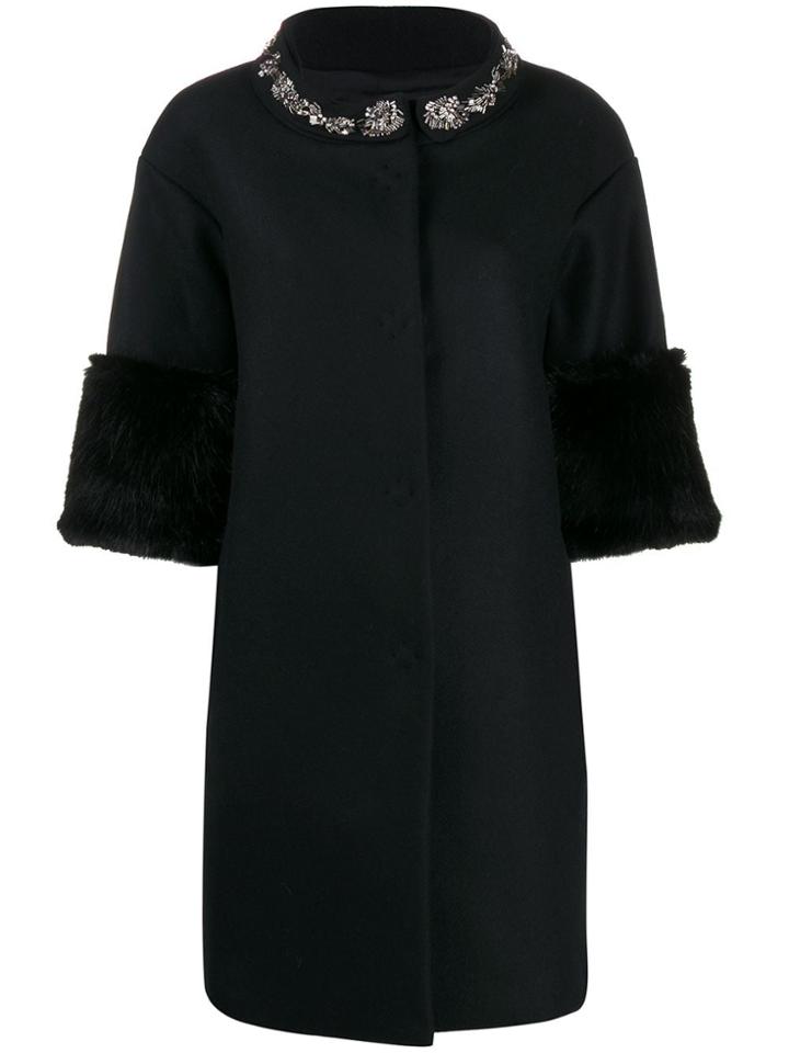Twin-set Embroidered Coat - Black