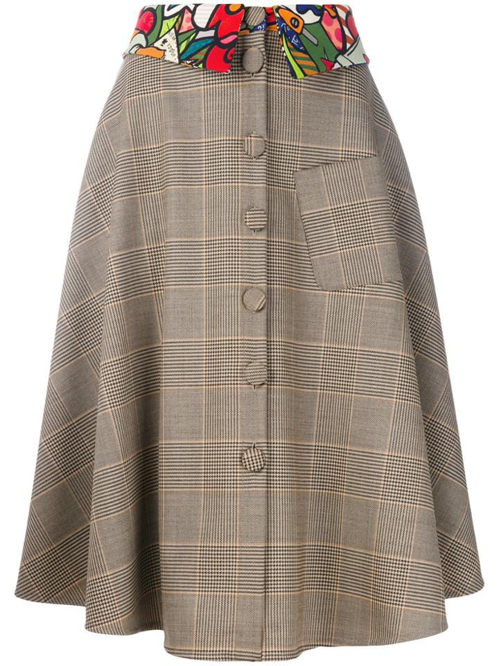 Ultràchic Floral And Check Print Skirt - Multicolour