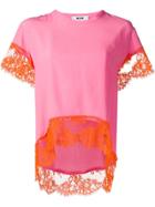 Msgm Lace-trim T-shirt - Pink
