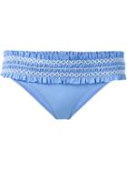 Tory Burch Ruffle Bikini Bottom, Women's, Size: S, Blue, Cotton/spandex/elastane
