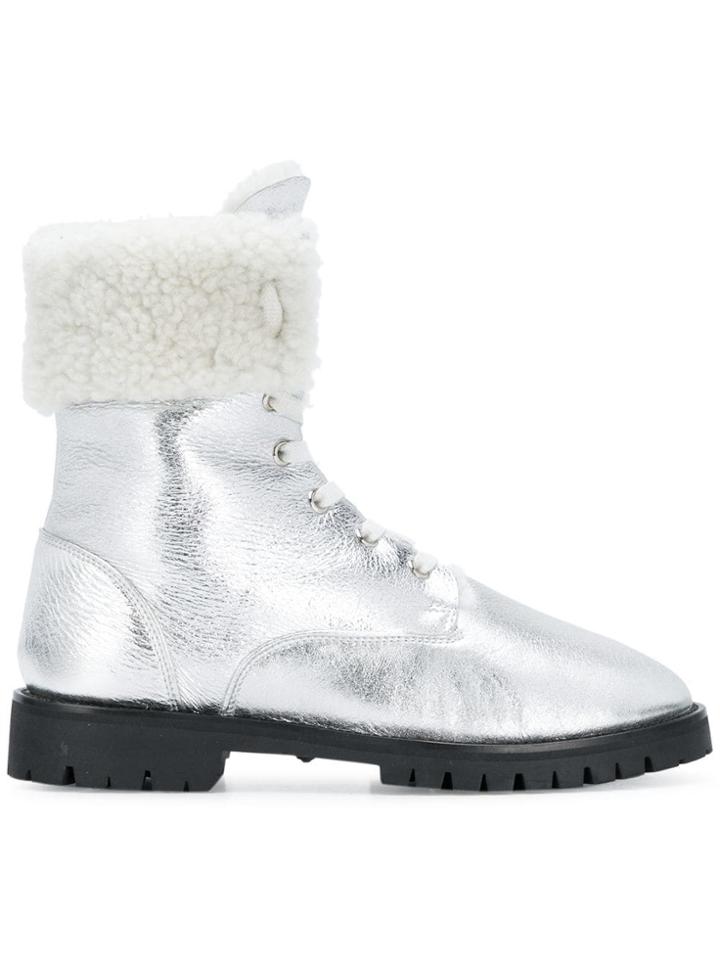 Philipp Plein Metallic Lace-up Boots - Grey