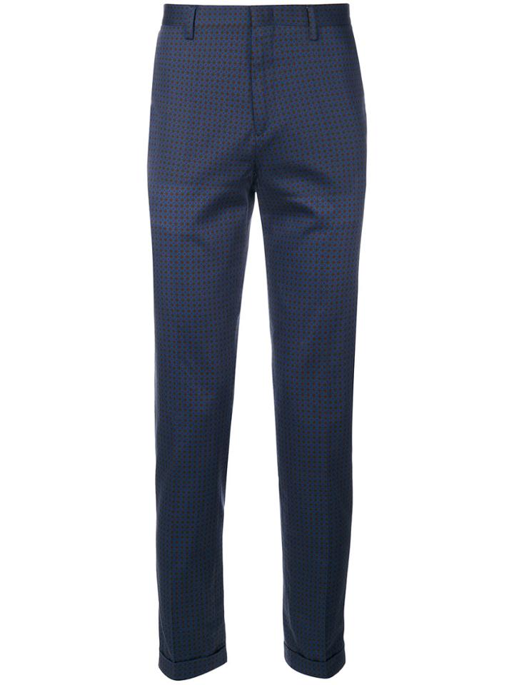 Paul Smith Tile Print Tailored Trousers - Blue