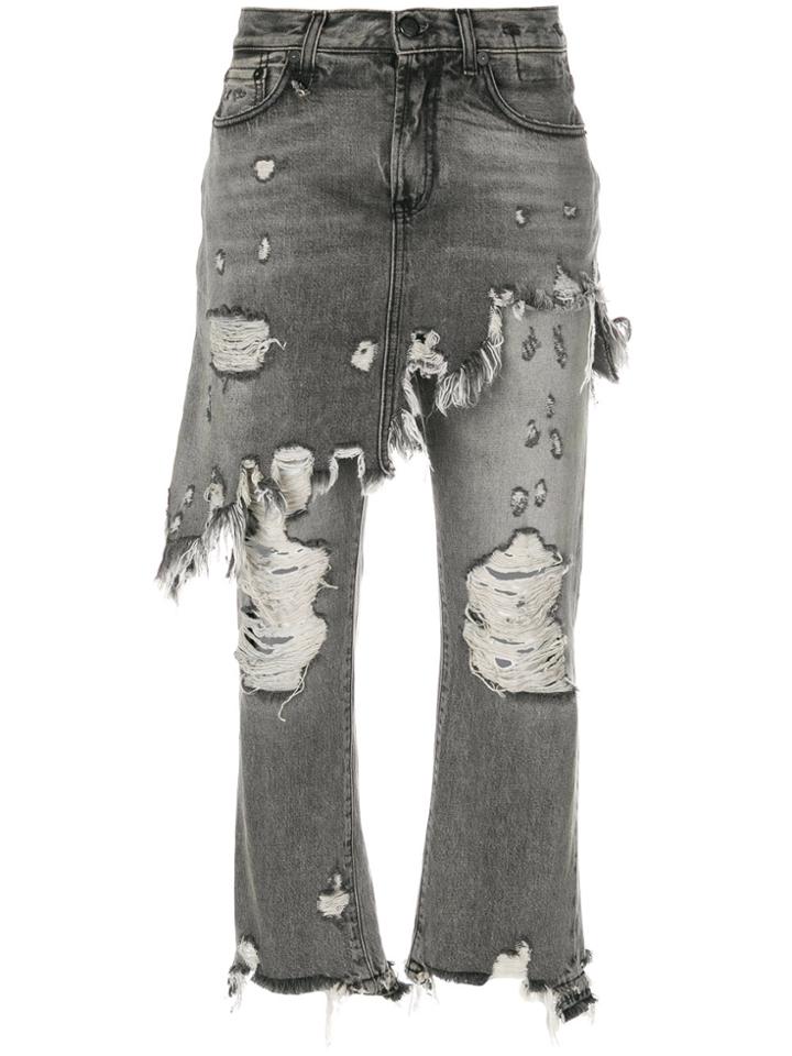 R13 Distressed Skirt-effect Jeans - Grey