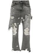 R13 Distressed Skirt-effect Jeans - Grey