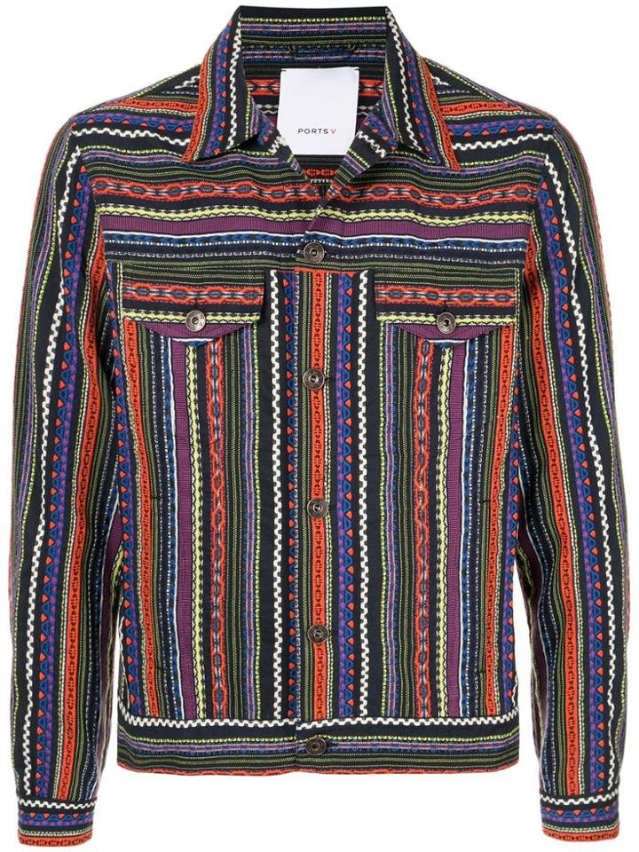 Ports V Printed Shirt Jacket - Multicolour