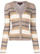 Theory Striped Knit Cardigan - Brown