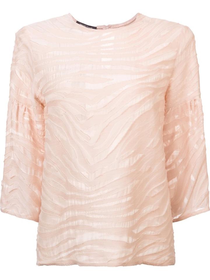 Walter Voulaz Sheer Detailing T-shirt, Women's, Size: 42, Pink/purple, Silk/modal/wool