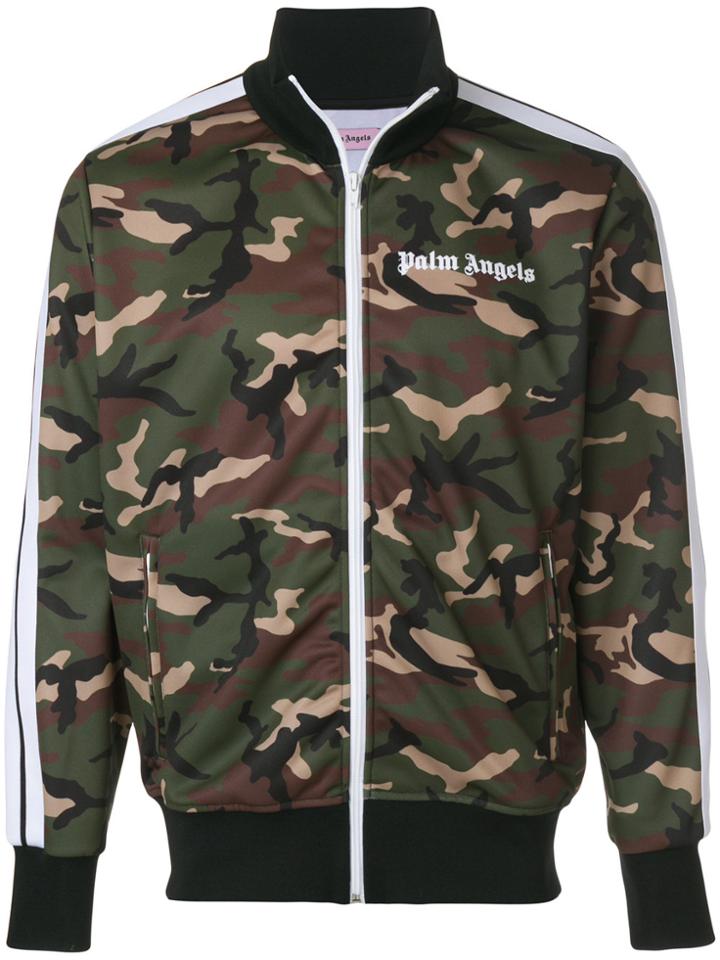 Palm Angels Zipped Up Camouflage Jacket - Green