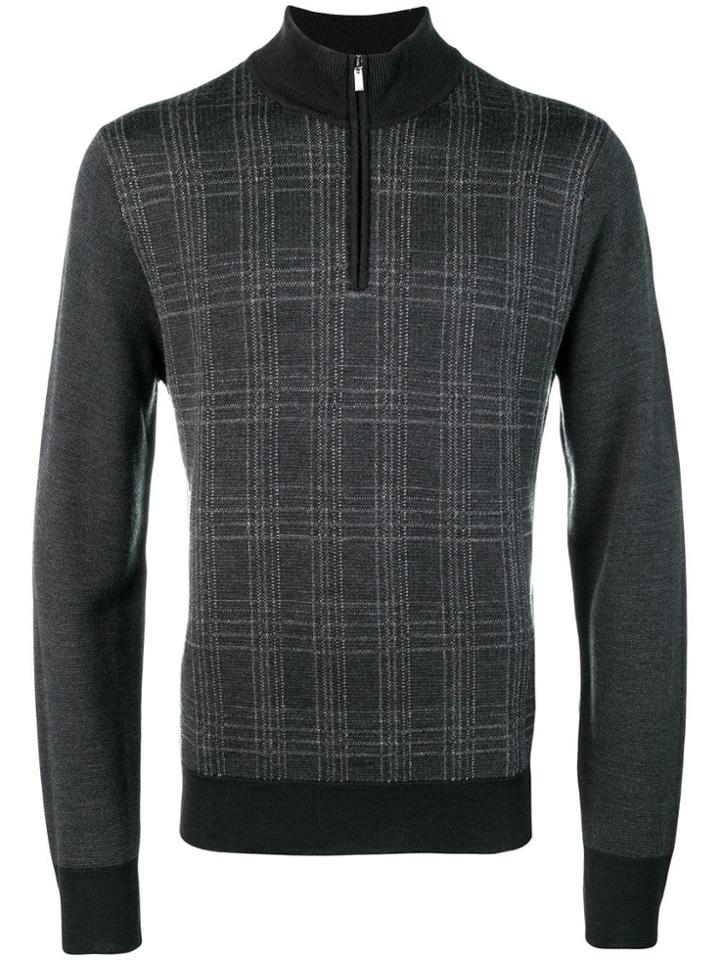 Canali High Neck Panelled Sweater - Grey