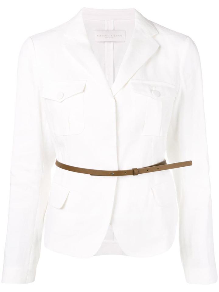 Fabiana Filippi Belted Waist Blazer - White