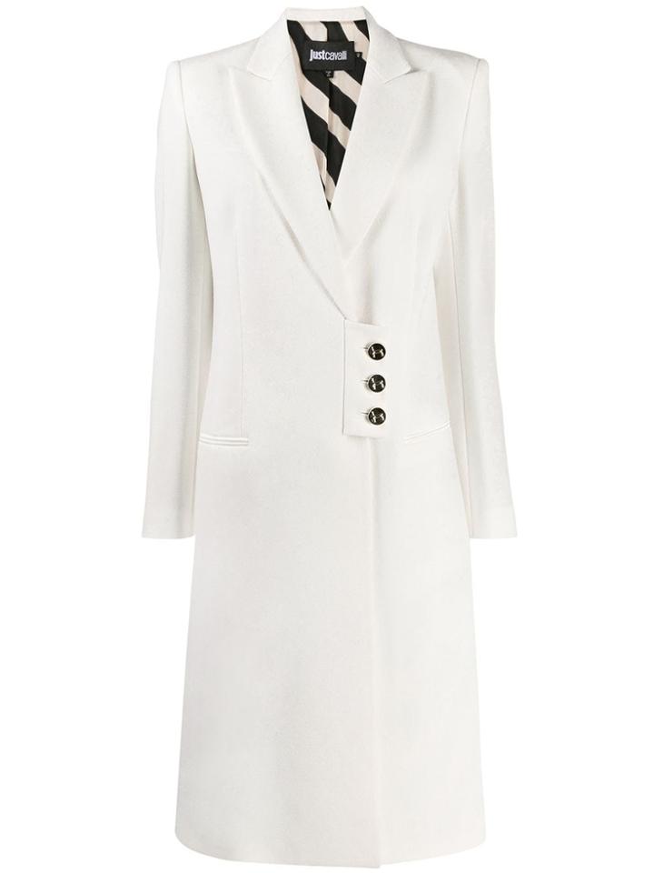 Just Cavalli A-line Button Coat - White