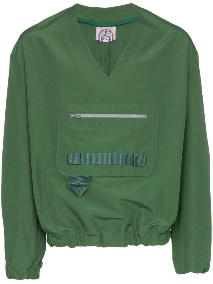 Boramy Viguier V Neck Long Sleeve Cotton Blend Top - Green