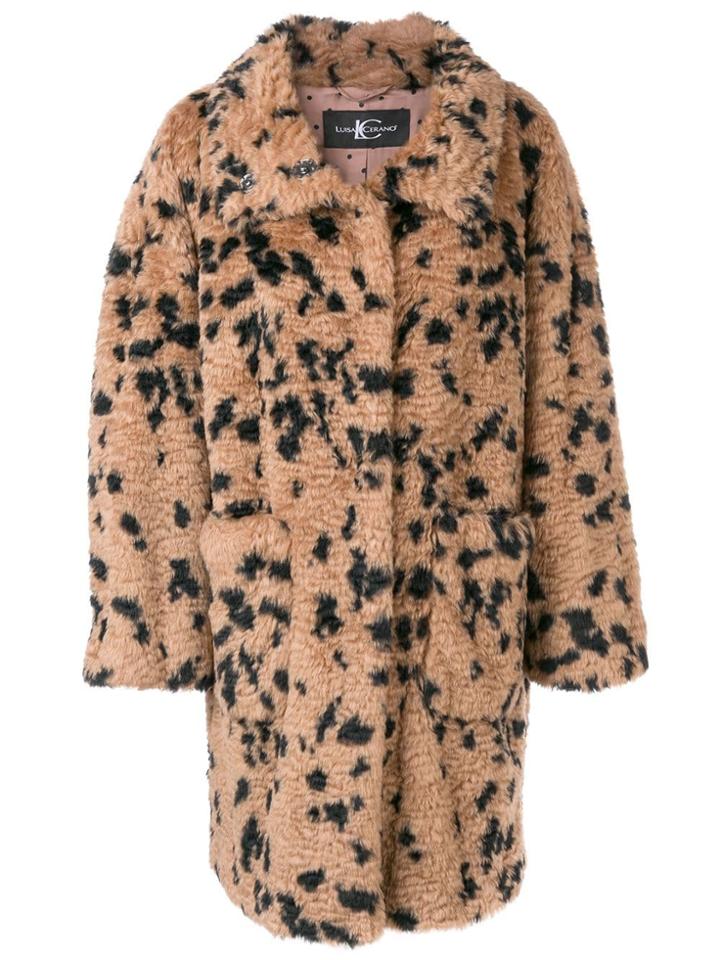 Luisa Cerano Faux Fur Coat - Nude & Neutrals