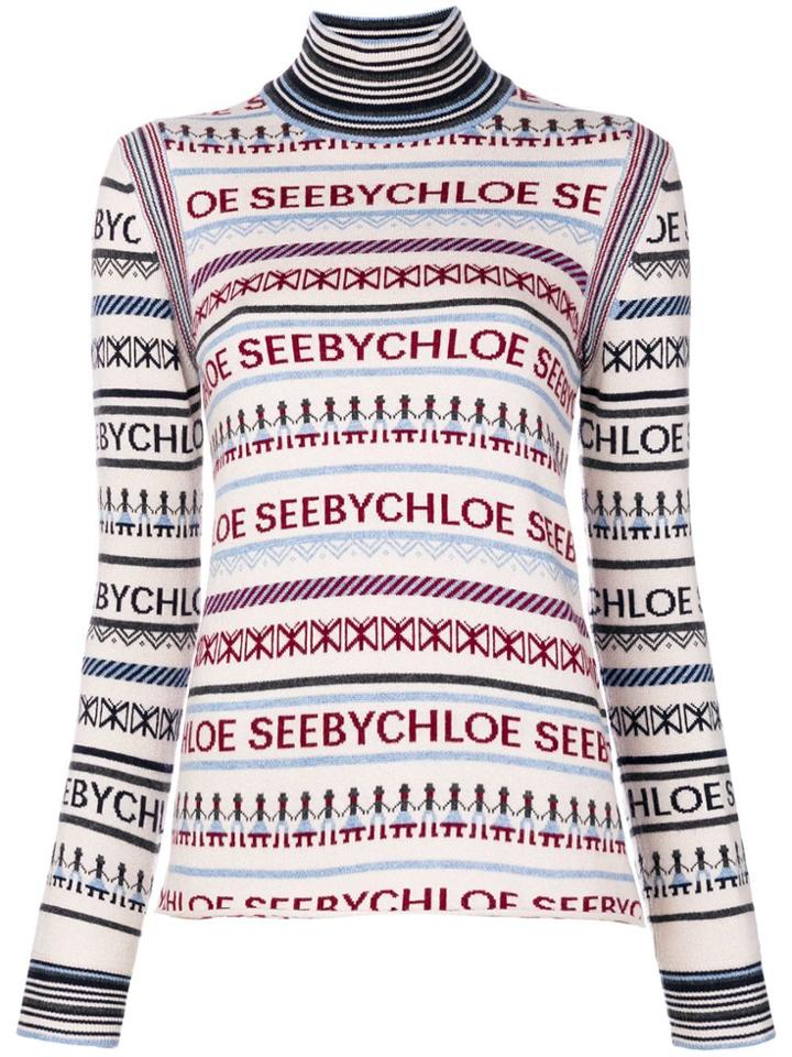 See By Chloé Striped Knit Sweater - Nude & Neutrals