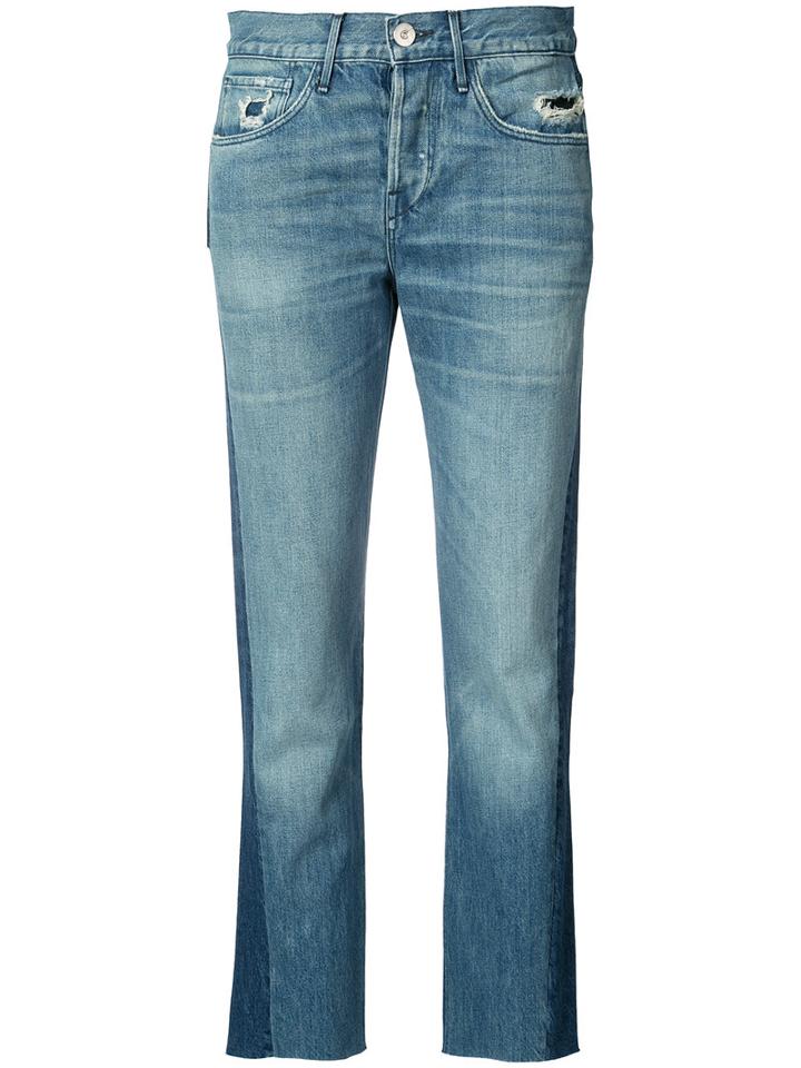 3x1 - Panelled Cropped Jeans - Women - Cotton - 24, Blue, Cotton