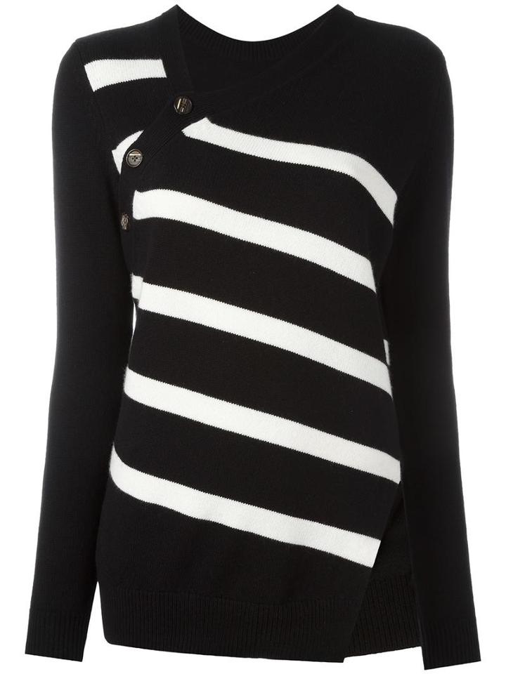 Proenza Schouler Asymmetric Striped Jumper, Women's, Size: Small, Black, Cotton/cashmere