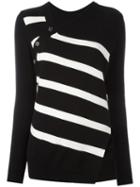 Proenza Schouler Asymmetric Striped Jumper, Women's, Size: Small, Black, Cotton/cashmere