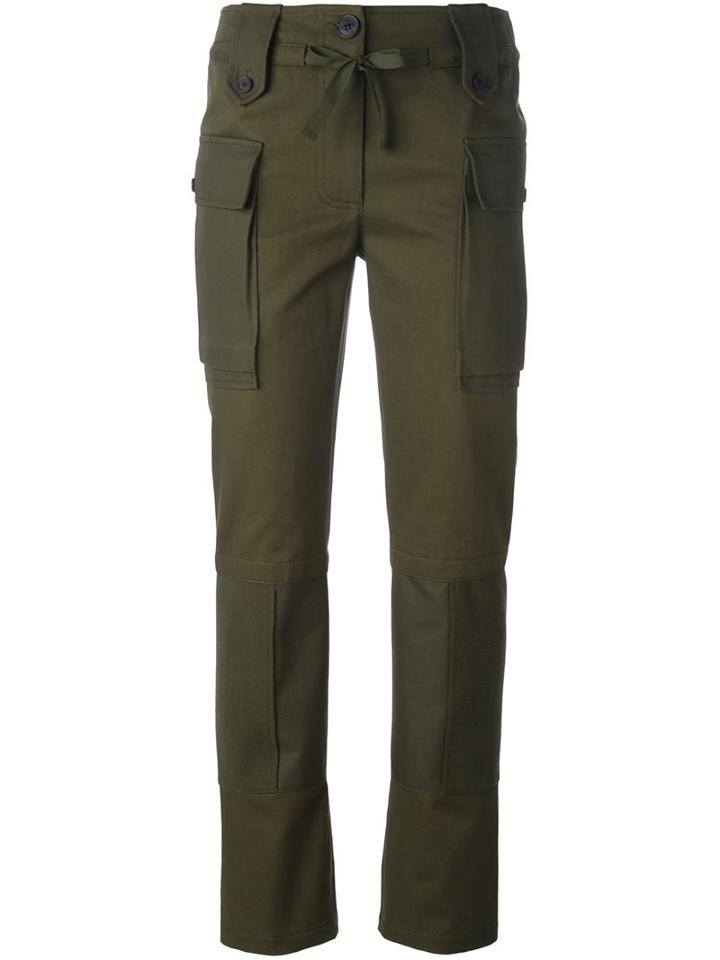 Alexander Mcqueen Straight-leg Cargo Trousers, Women's, Size: 42, Green, Cotton/virgin Wool