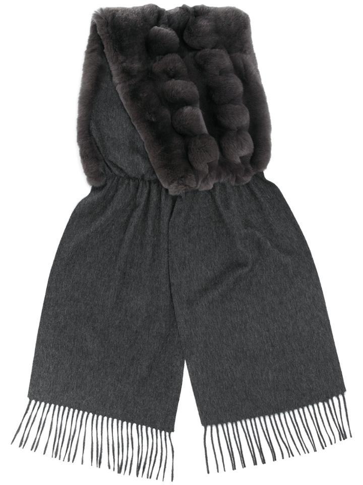 N.peal Bobble Woven Shawl - Grey
