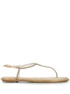 René Caovilla Crystal Embellished Thong Espadrilles - Gold