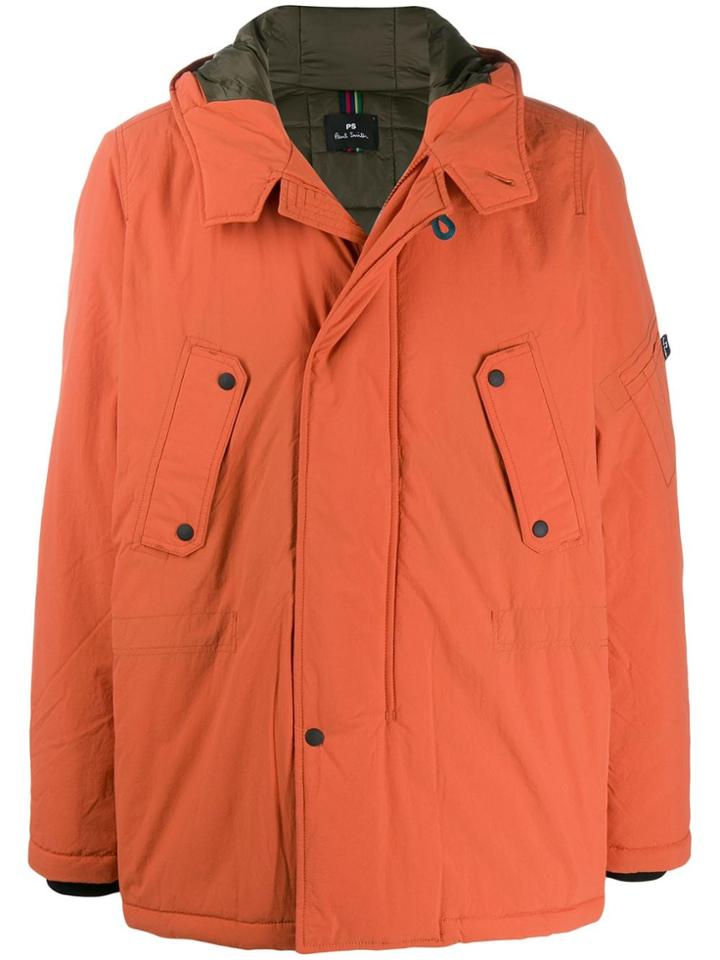 Ps Paul Smith Hooded Parka Coat - Orange