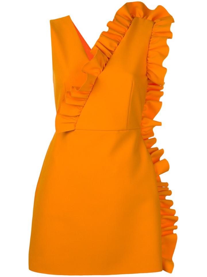 Msgm Fitted Sleeveless Ruffle Dress - Yellow & Orange