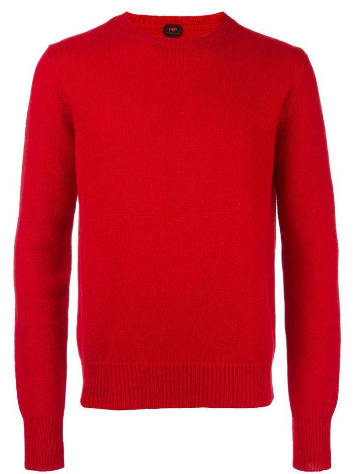 Mp Massimo Piombo Shetland Wool Classic Sweater, Men's, Size: Medium, Red, Virgin Wool