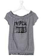 Vingino Teen Slogan-print Striped T-shirt - Black