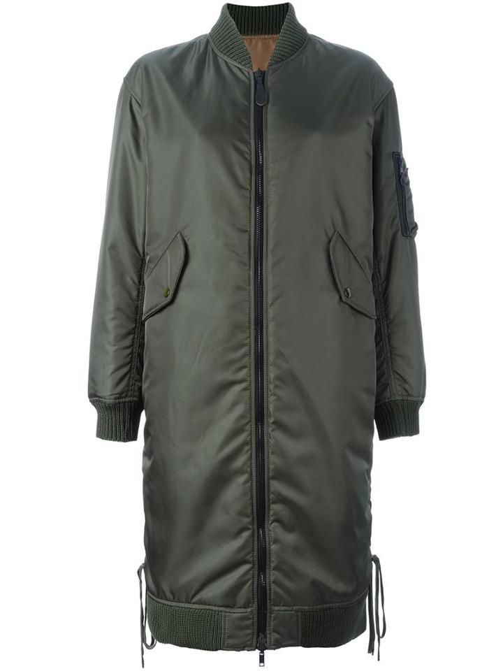 As65 Longer Bomber Jacket, Women's, Size: Xs, Green, Polyamide