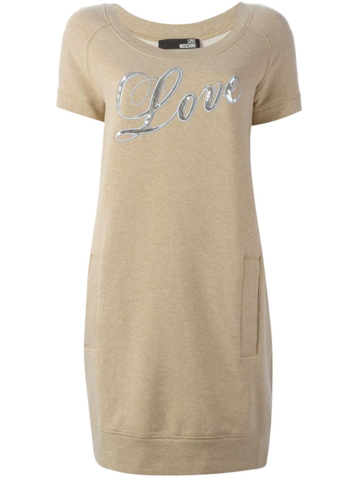 Moschino Vintage Embroidered Love Sweatshirt Dress - Nude & Neutrals