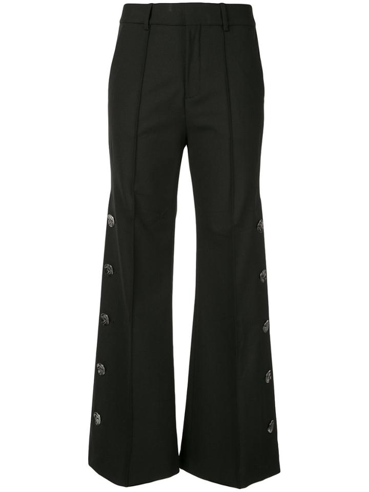 Portspure Buttoned Wide-leg Trousers - Black