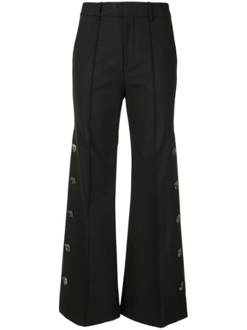 Portspure Buttoned Wide-leg Trousers - Black